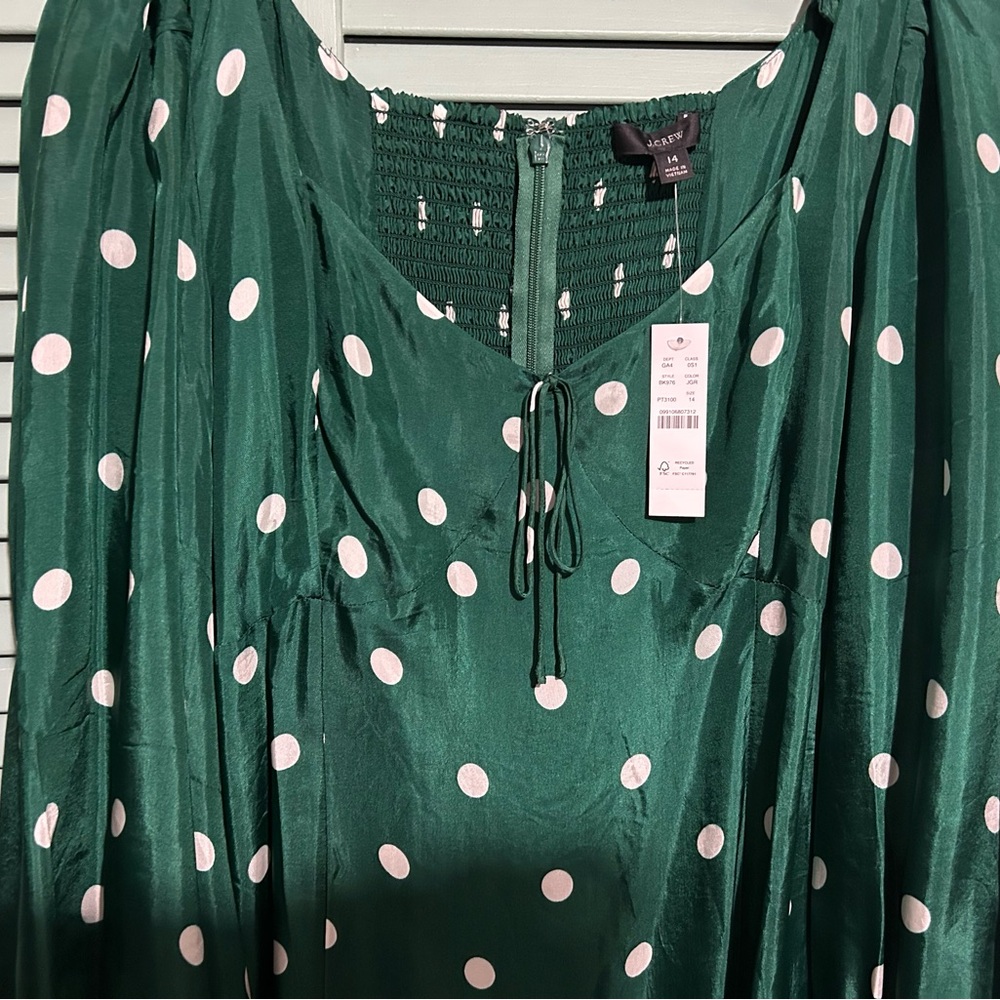J.Crew Sweetheart long-sleeve midi dress in polka dot - Picture 4 of 7
